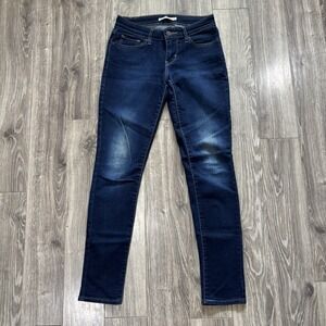 Levi's 711 Womens Jeans W26 L30 Blue Skinny Dark Wash Jean Stretch Faded Modern